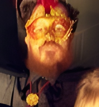 Not Halloween: S.B. Alger "The Bi Preacher" in Mardi Gras style Mask (waiting on his turn).