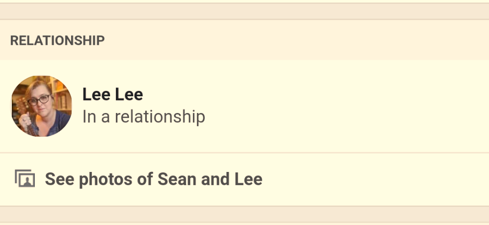 Facebook Profile: Lee Lee ﻿RELATIONSHIP [to Sean Alger]: In a relationship See photos of Sean and Lee